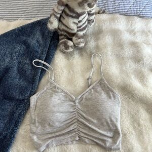 Gray Ruched Crop Top
